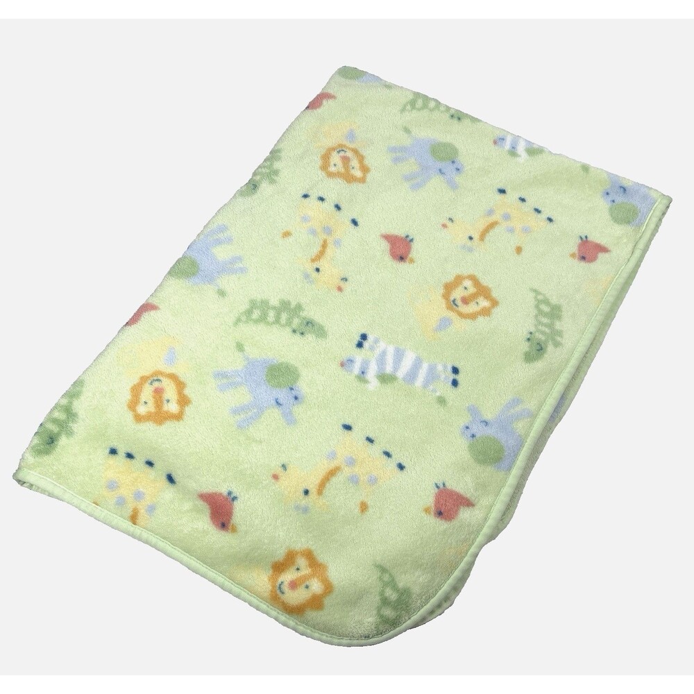 Circo Green Animal Baby Blanket Jungle Zoo Safari Giraffe Lion Elephant Zebra